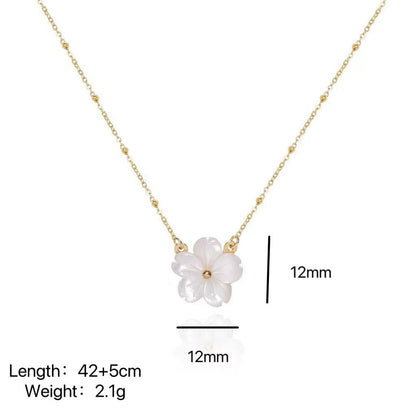 Natural Pearl Necklace Stainless Steel Layered Chain Heart Clasp Shell Pendant