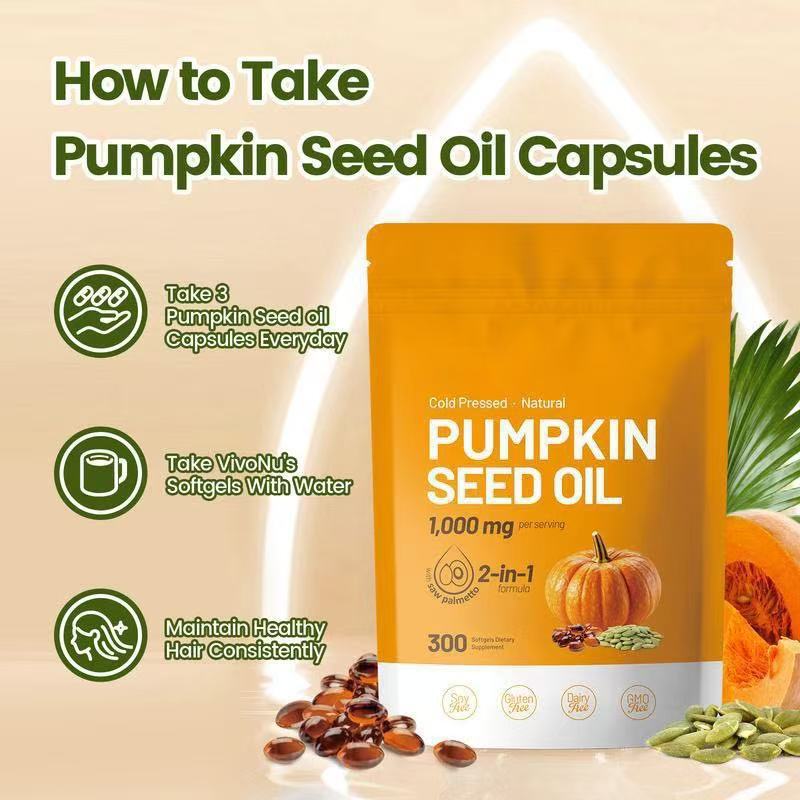 Natural Pumpkin Seed Oil and Saw Palmetto Soft Capsules
