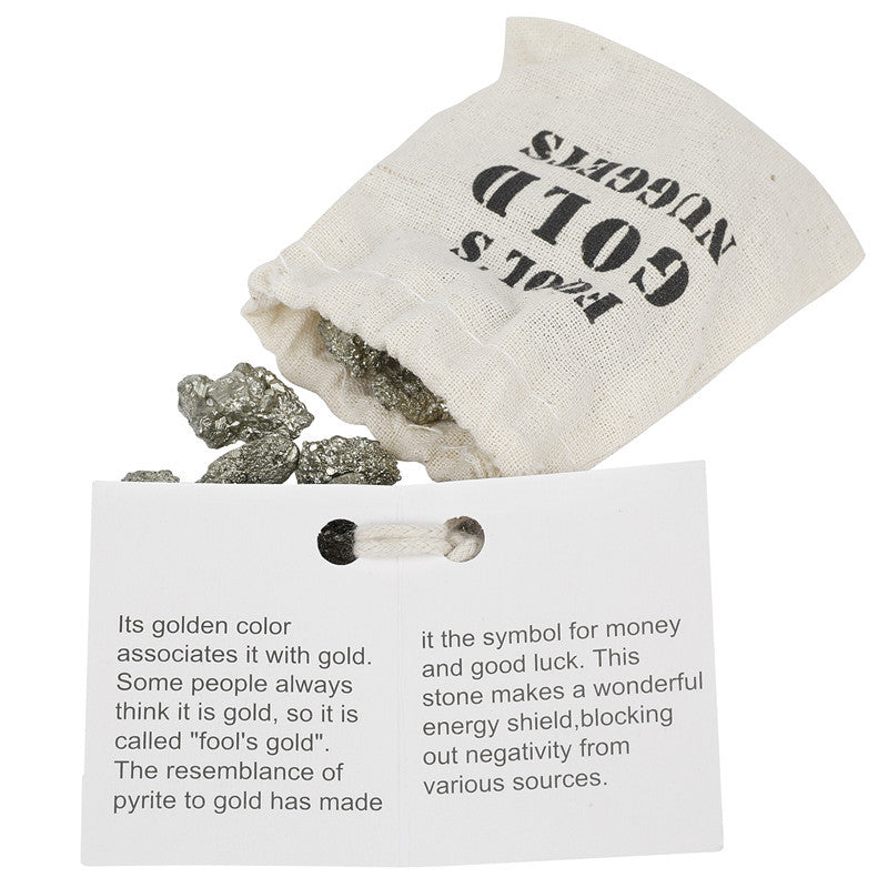 Natural Pyrite Chunks Specimen in Burlap Bag