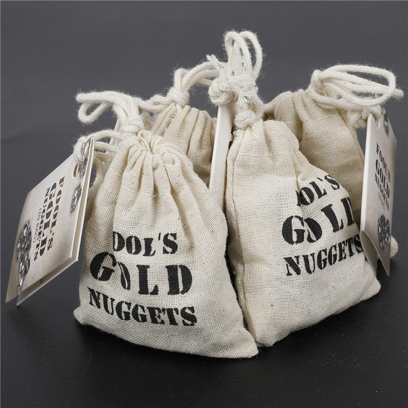 Natural Pyrite Chunks Specimen in Burlap Bag