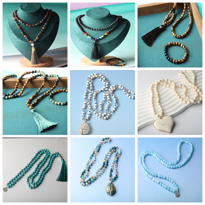 Natural Stone Beaded Long Necklace