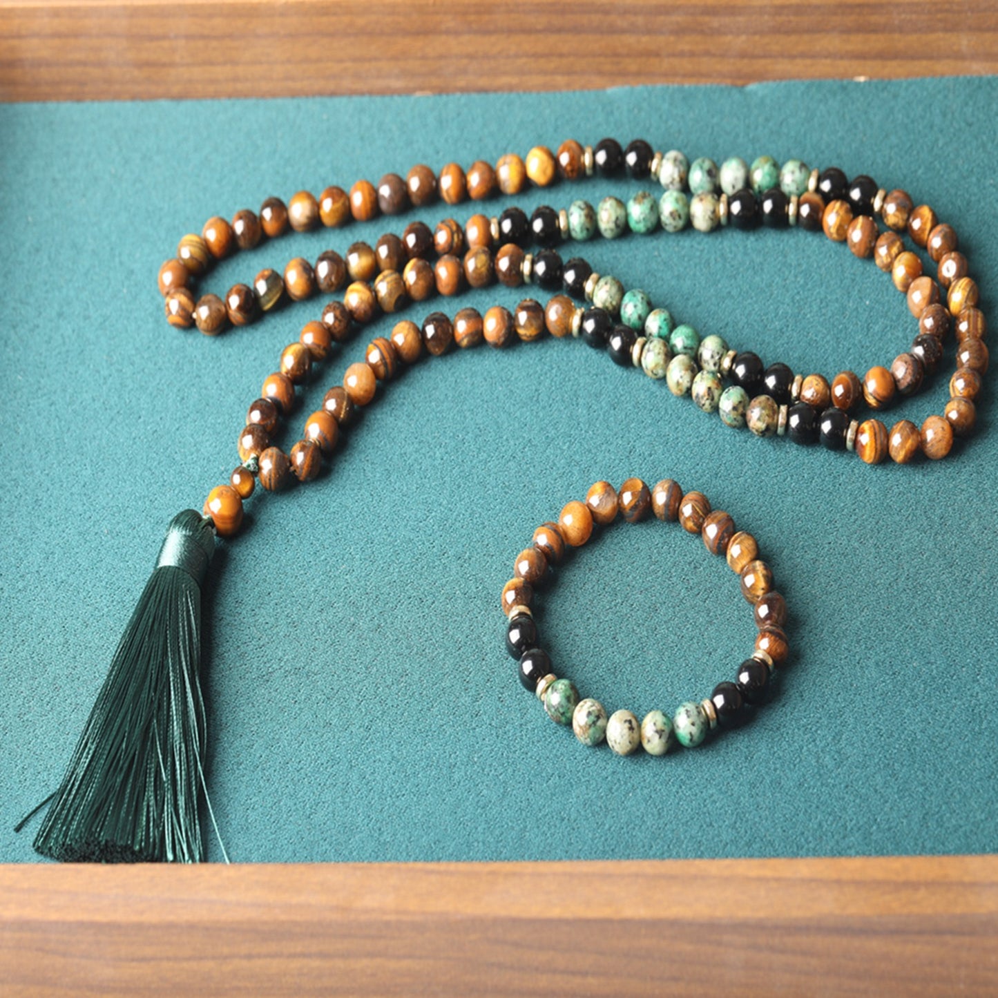 Natural Stone Beaded Long Necklace
