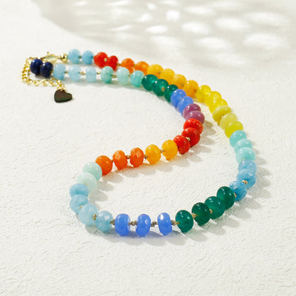 Natural Stone Color Beaded Necklace Necklace