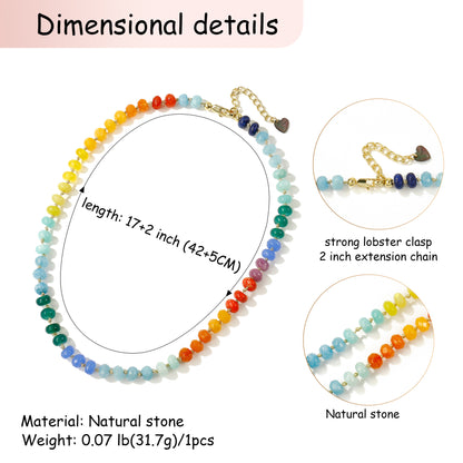 Natural Stone Color Beaded Necklace Necklace