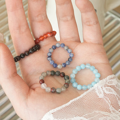 Natural Stone Crystal Beaded Ring