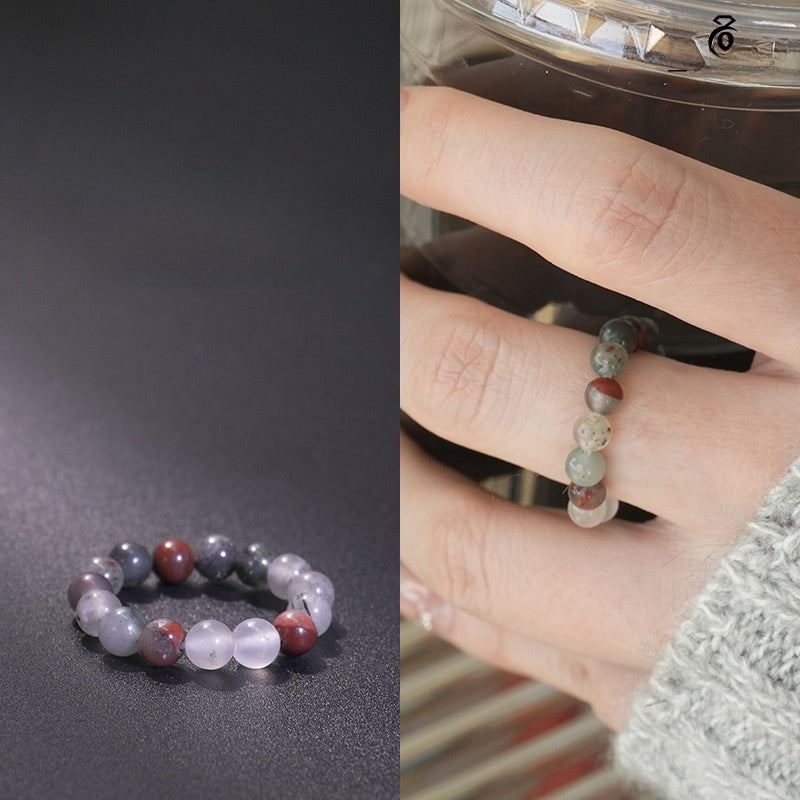 Natural Stone Crystal Beaded Ring