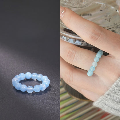Natural Stone Crystal Beaded Ring