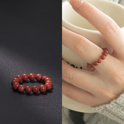 Natural Stone Crystal Beaded Ring