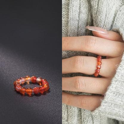 Natural Stone Crystal Beaded Ring