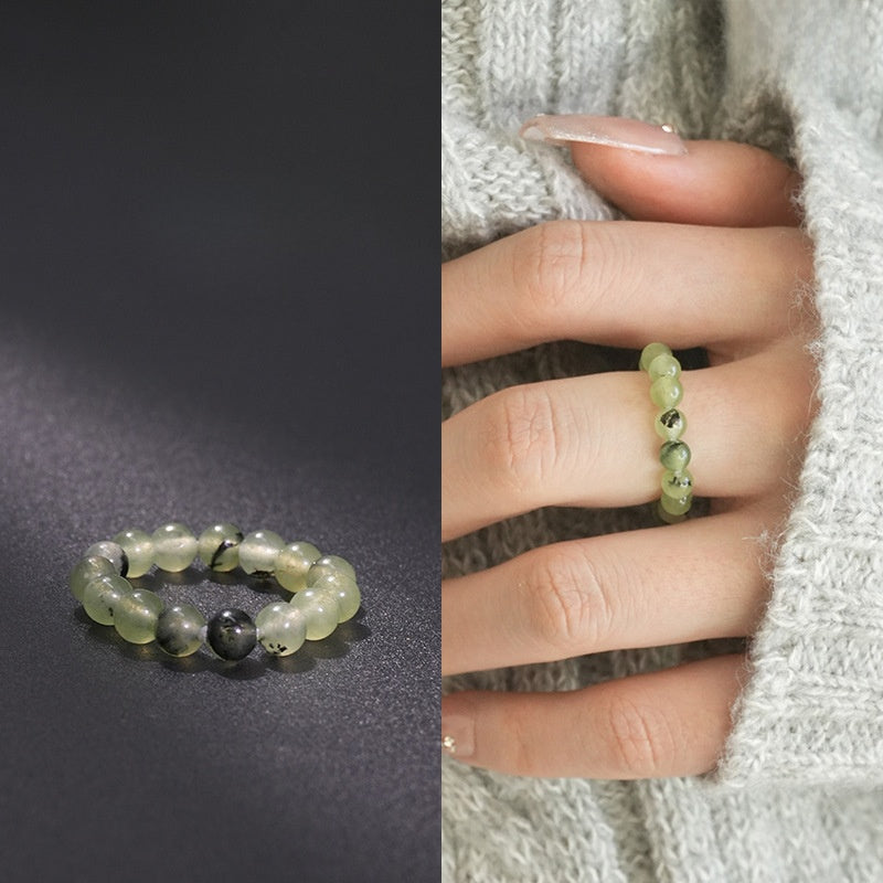 Natural Stone Crystal Beaded Ring