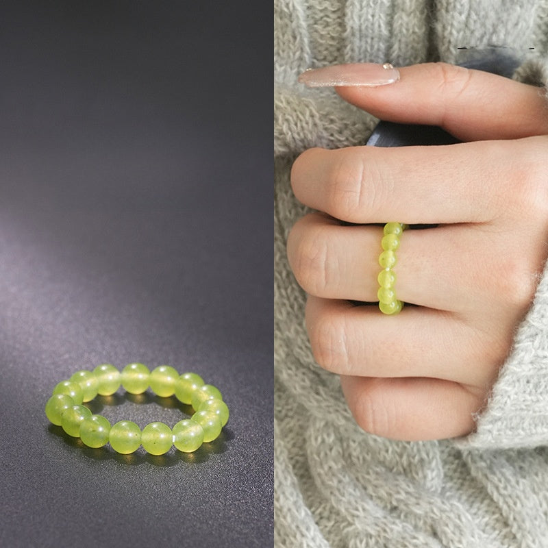 Natural Stone Crystal Beaded Ring