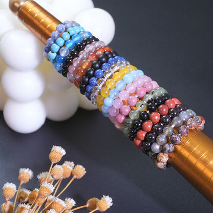 Natural Stone Crystal Beaded Ring