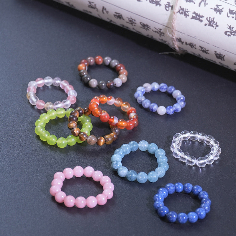 Natural Stone Crystal Beaded Ring