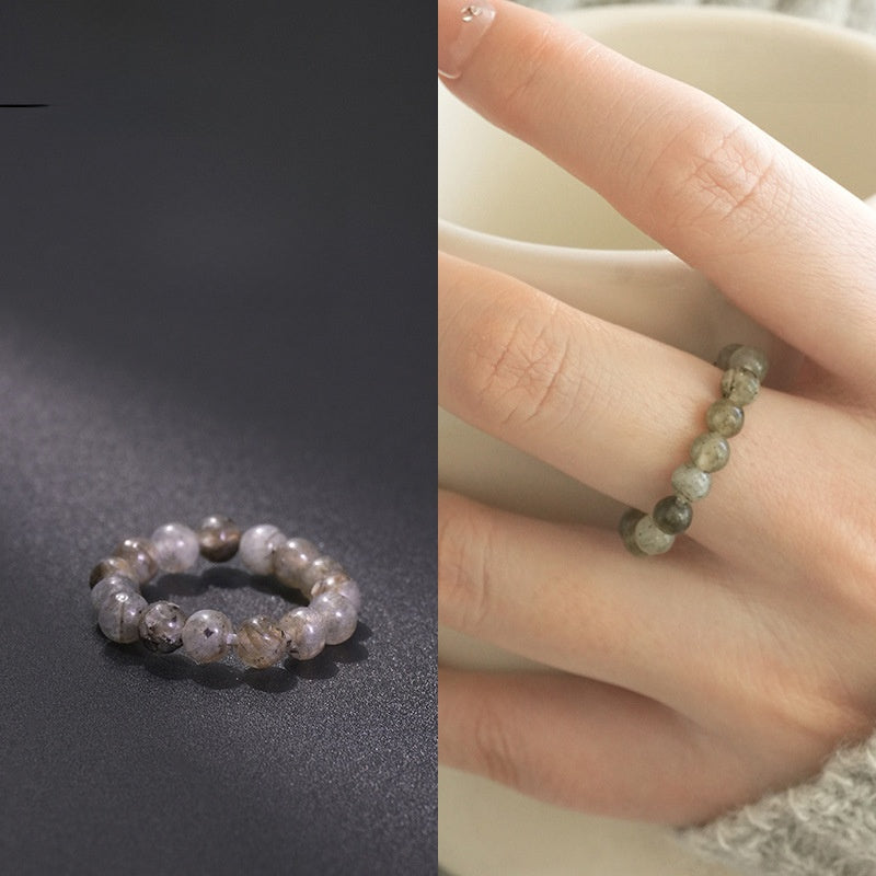 Natural Stone Crystal Beaded Ring