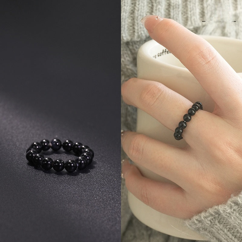 Natural Stone Crystal Beaded Ring
