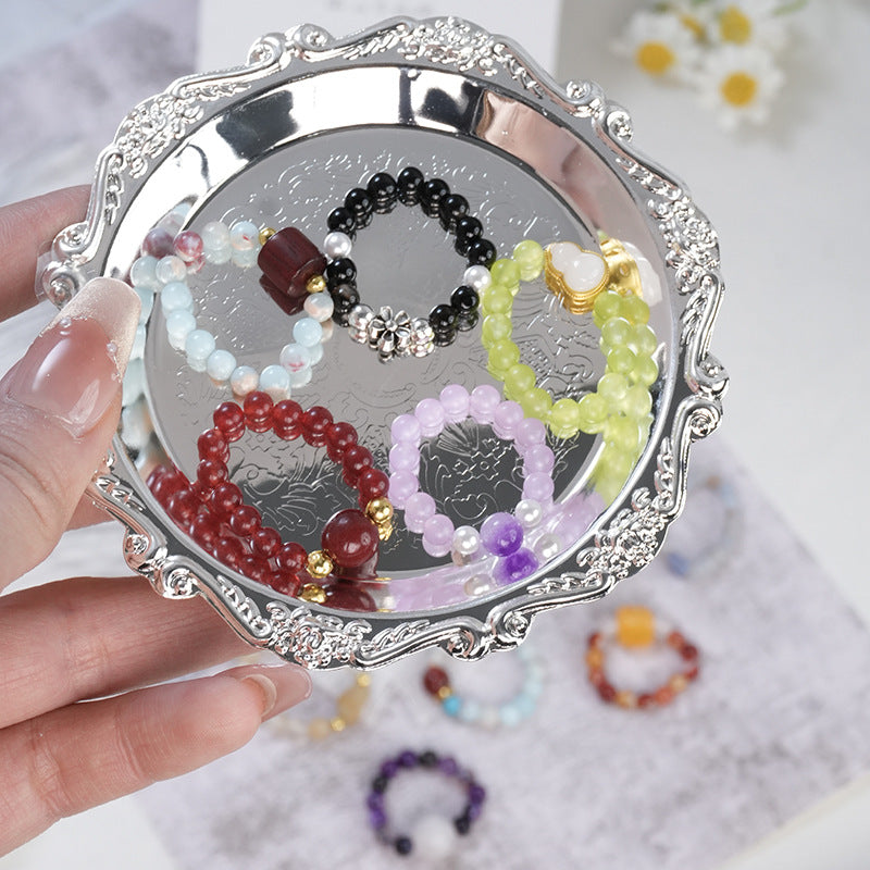 Natural stone crystal ring beaded