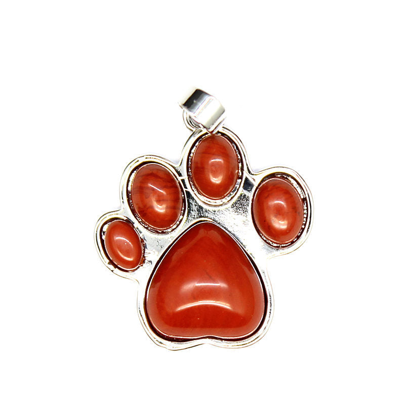 Natural Stone Dog Paw Pendant Necklace