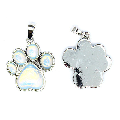 Natural Stone Dog Paw Pendant Necklace
