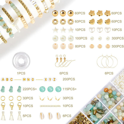 Natural Stone Jewelry Beads DIY Set for Bracelets and Necklaces