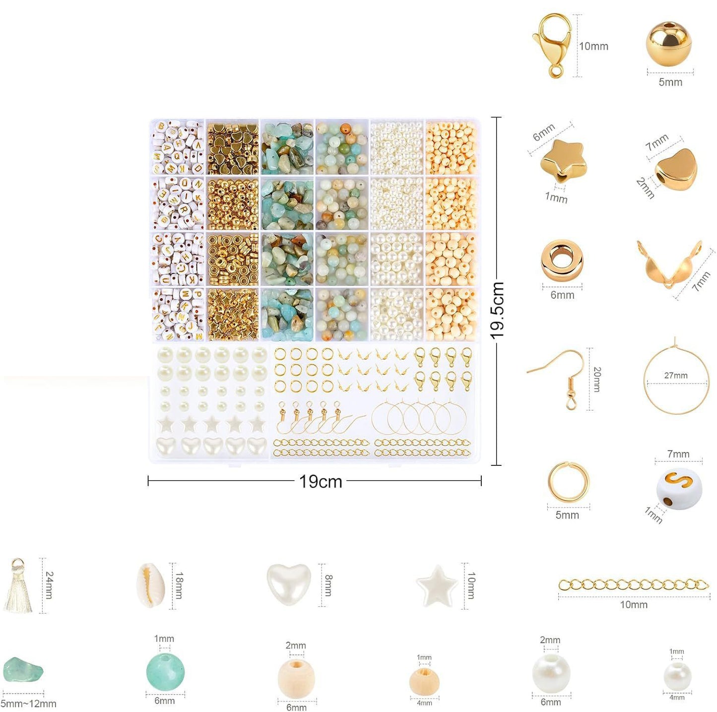 Natural Stone Jewelry Beads DIY Set for Bracelets and Necklaces