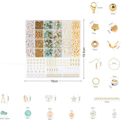 Natural Stone Jewelry Beads DIY Set for Bracelets and Necklaces