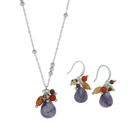 Natural Stone Necklace Earrings