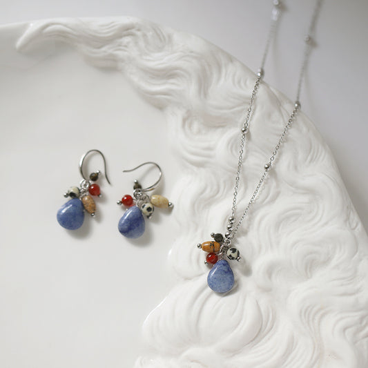 Natural Stone Necklace Earrings