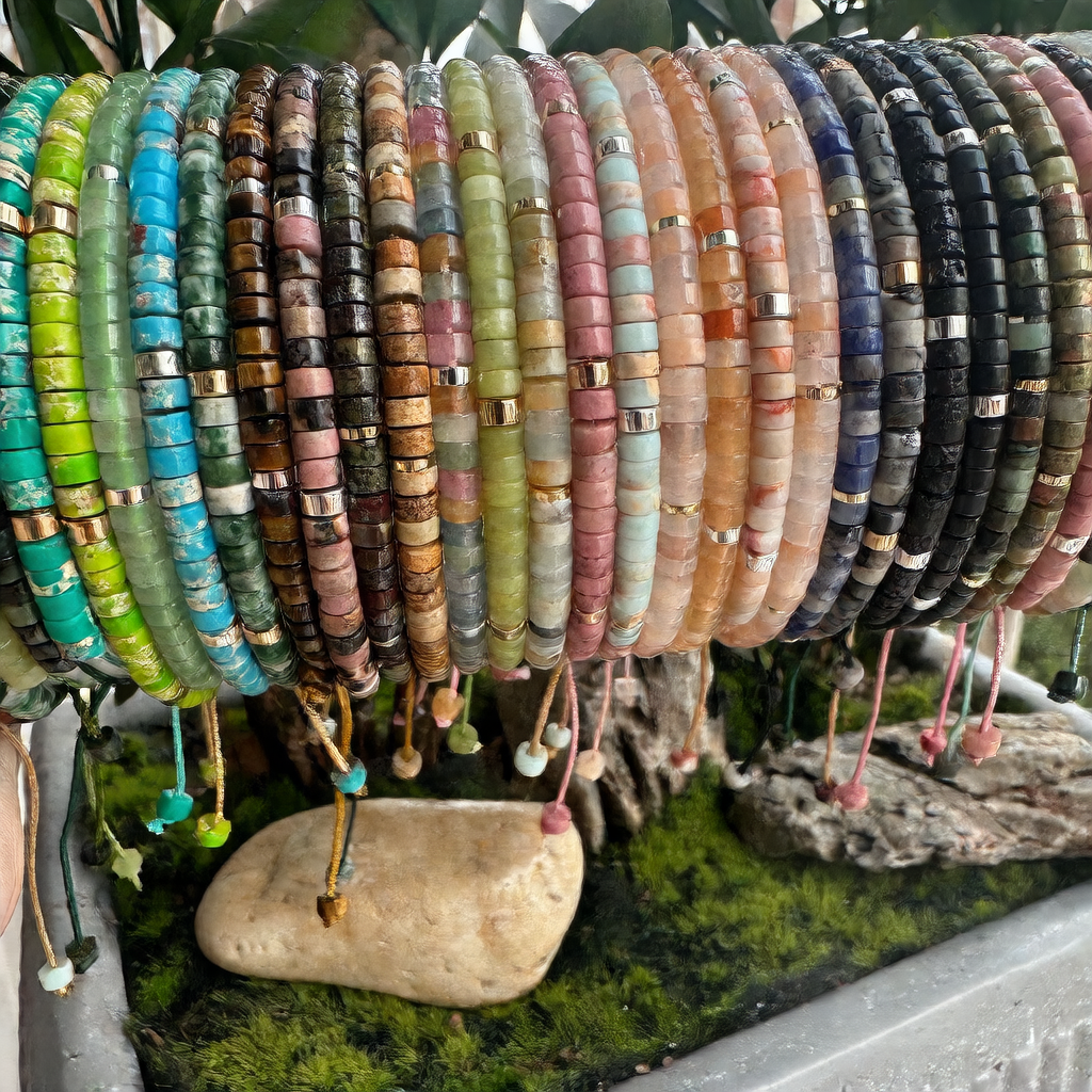 Natural stone right-angle bead stringing bracelet