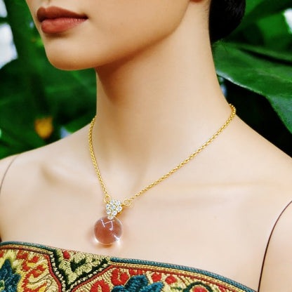 Natural White Crystal Bead Necklace