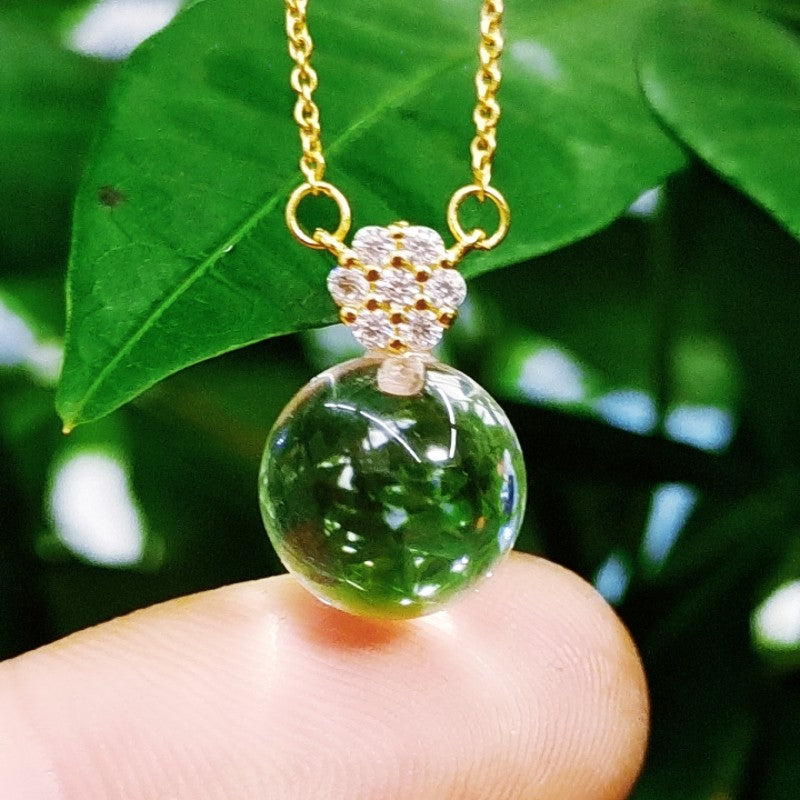 Natural White Crystal Bead Necklace