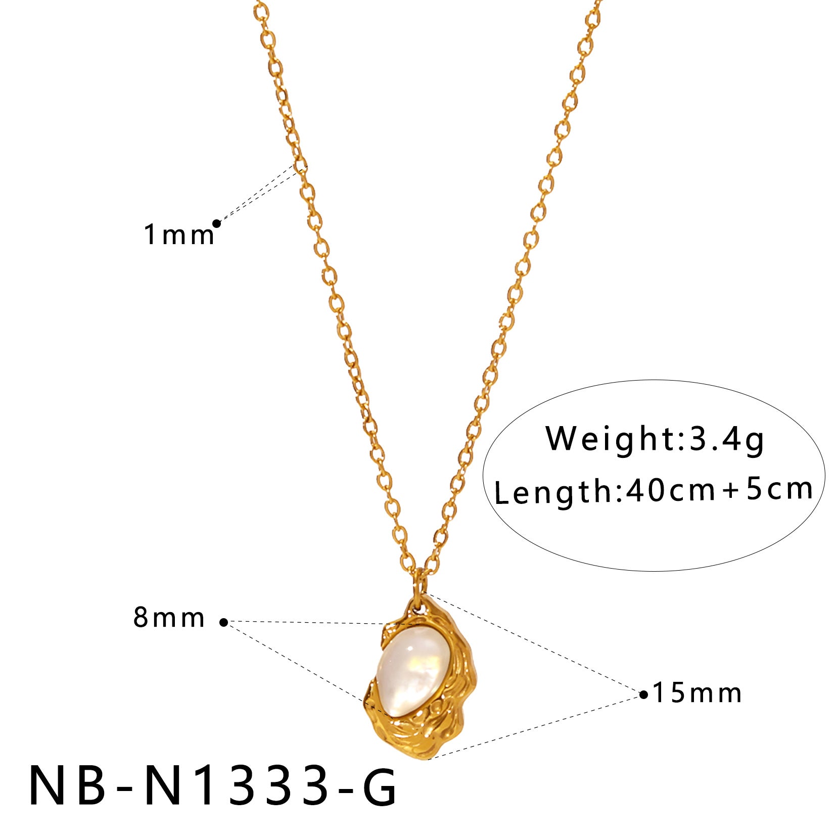 Natural White Mother-Of-Pearl Pendant Necklace