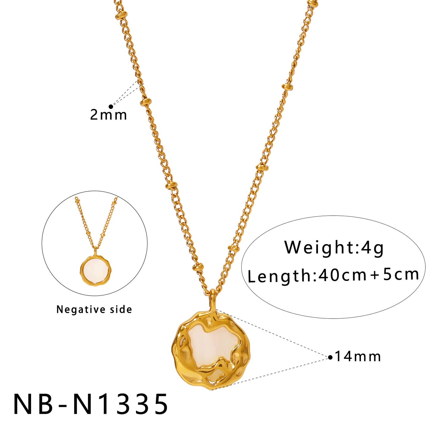 Natural White Mother-Of-Pearl Pendant Necklace