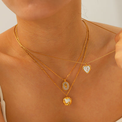 Natural White Mother-Of-Pearl Pendant Necklace
