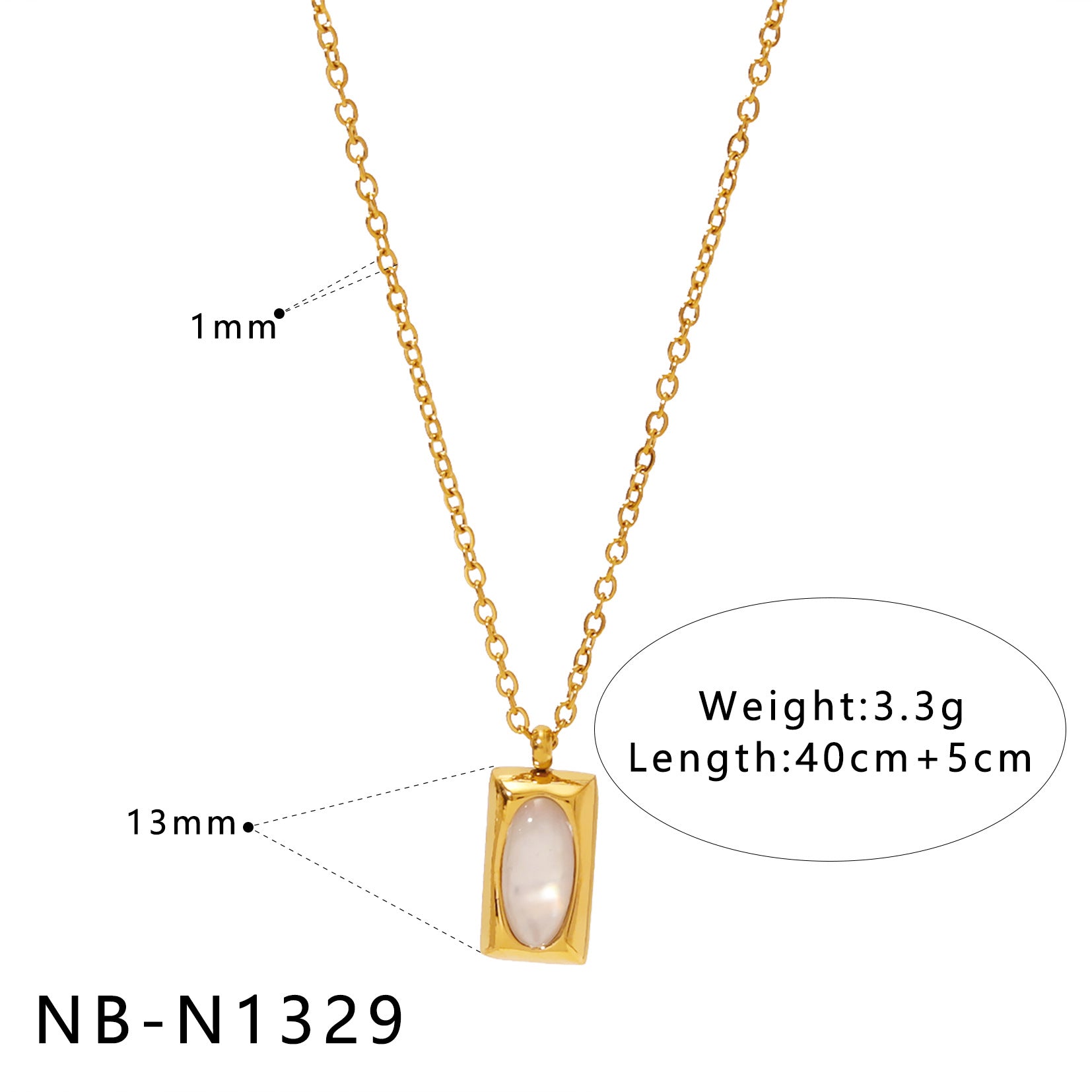 Natural White Mother-Of-Pearl Pendant Necklace