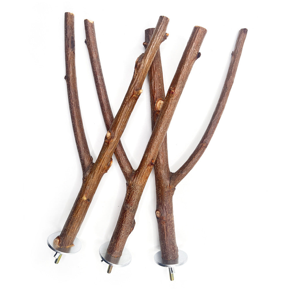 Natural Wood Bird Perch Stand Chewing Toy