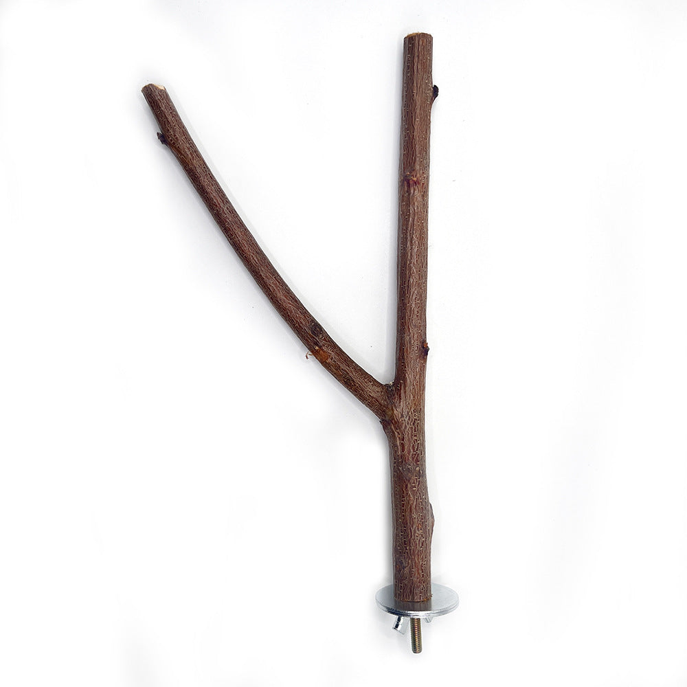 Natural Wood Bird Perch Stand Chewing Toy