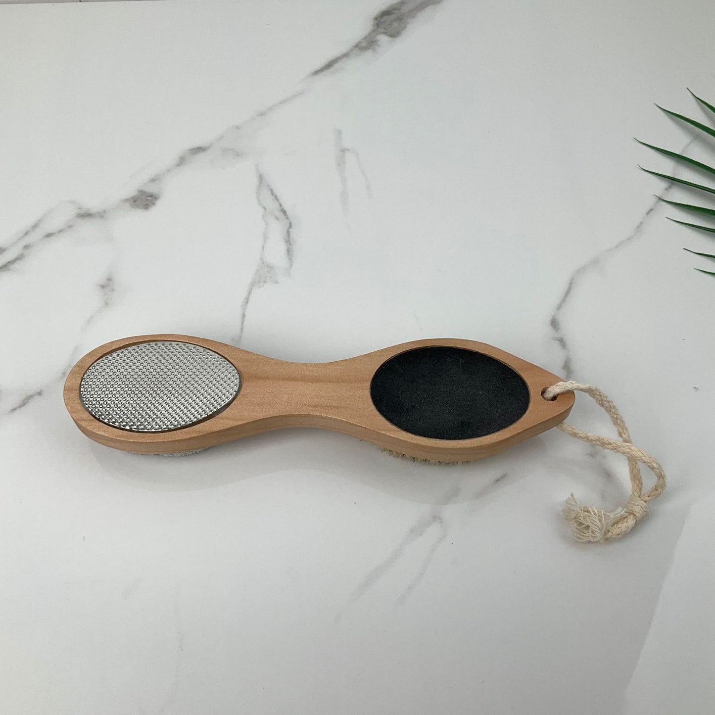 Natural Wood Body Scrub Brush with Long Handle