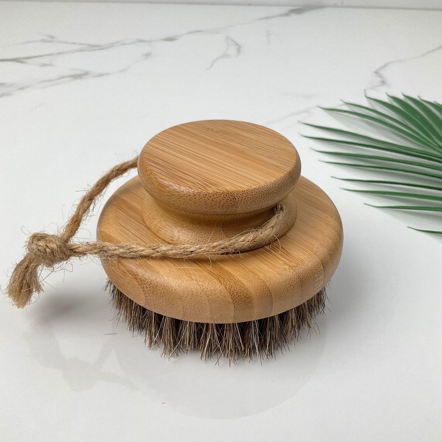 Natural Wood Body Scrub Brush with Long Handle