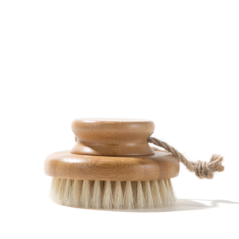 Natural Wood Body Scrub Brush with Long Handle