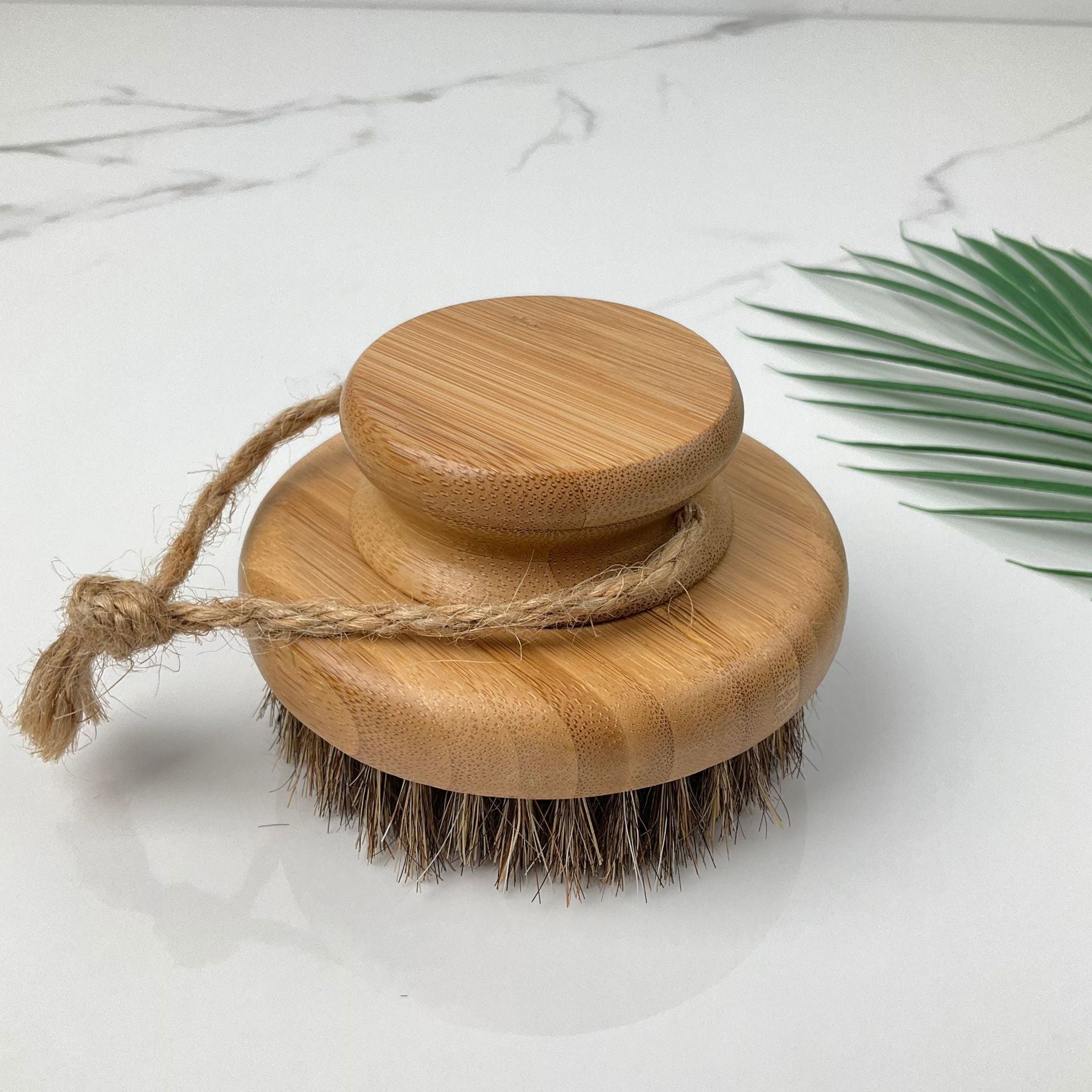 Natural Wood Body Scrub Brush with Long Handle