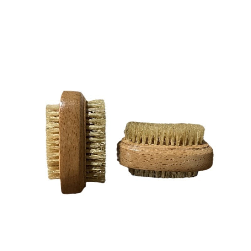 Natural Wood Body Scrub Brush with Long Handle