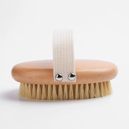 Natural Wood Body Scrub Brush with Long Handle