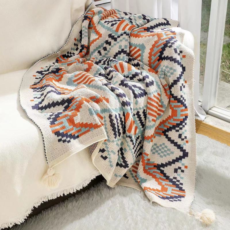 Navajo Geometric Knit Blanket