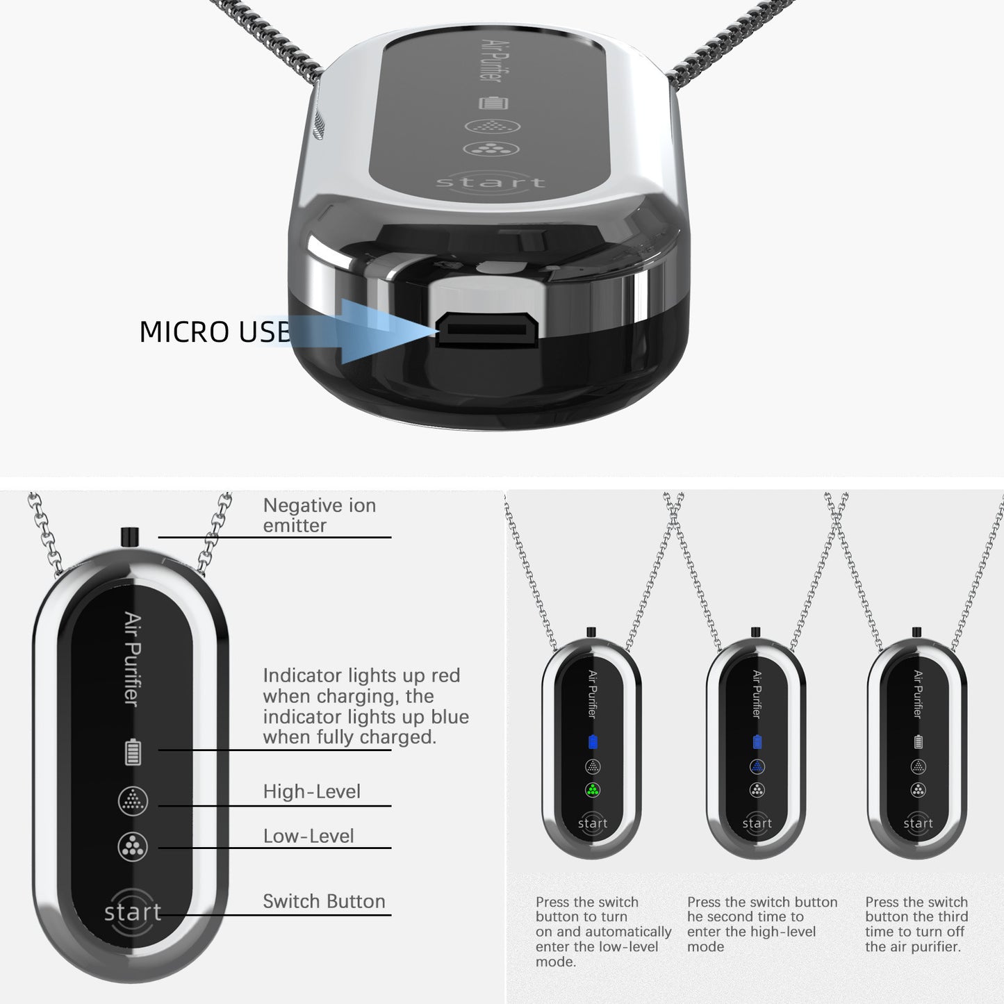 Neck-mounted air purifier