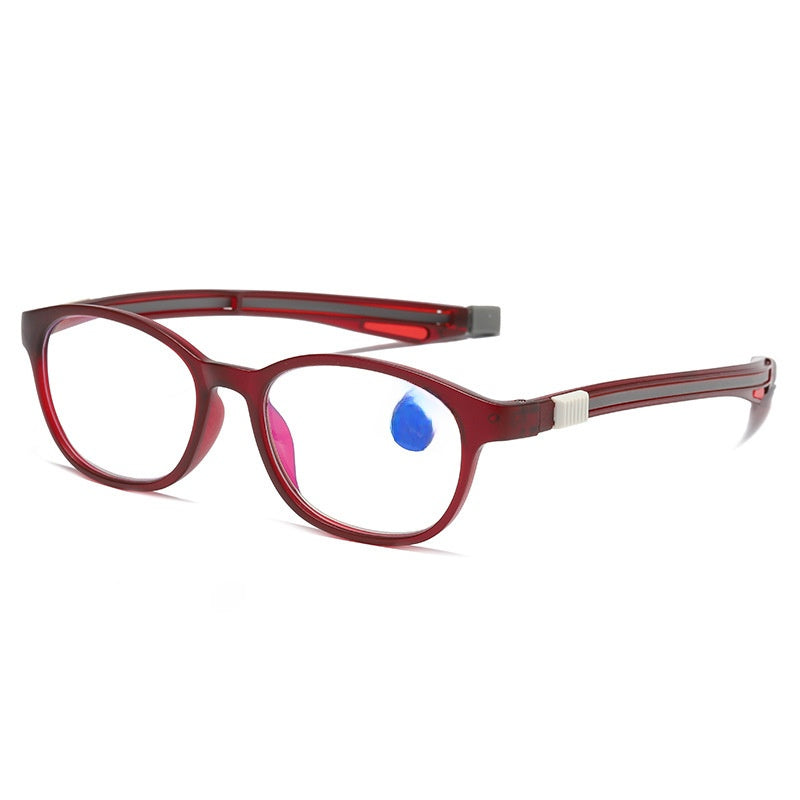 Neck-mounted anti-blue-light reading glasses