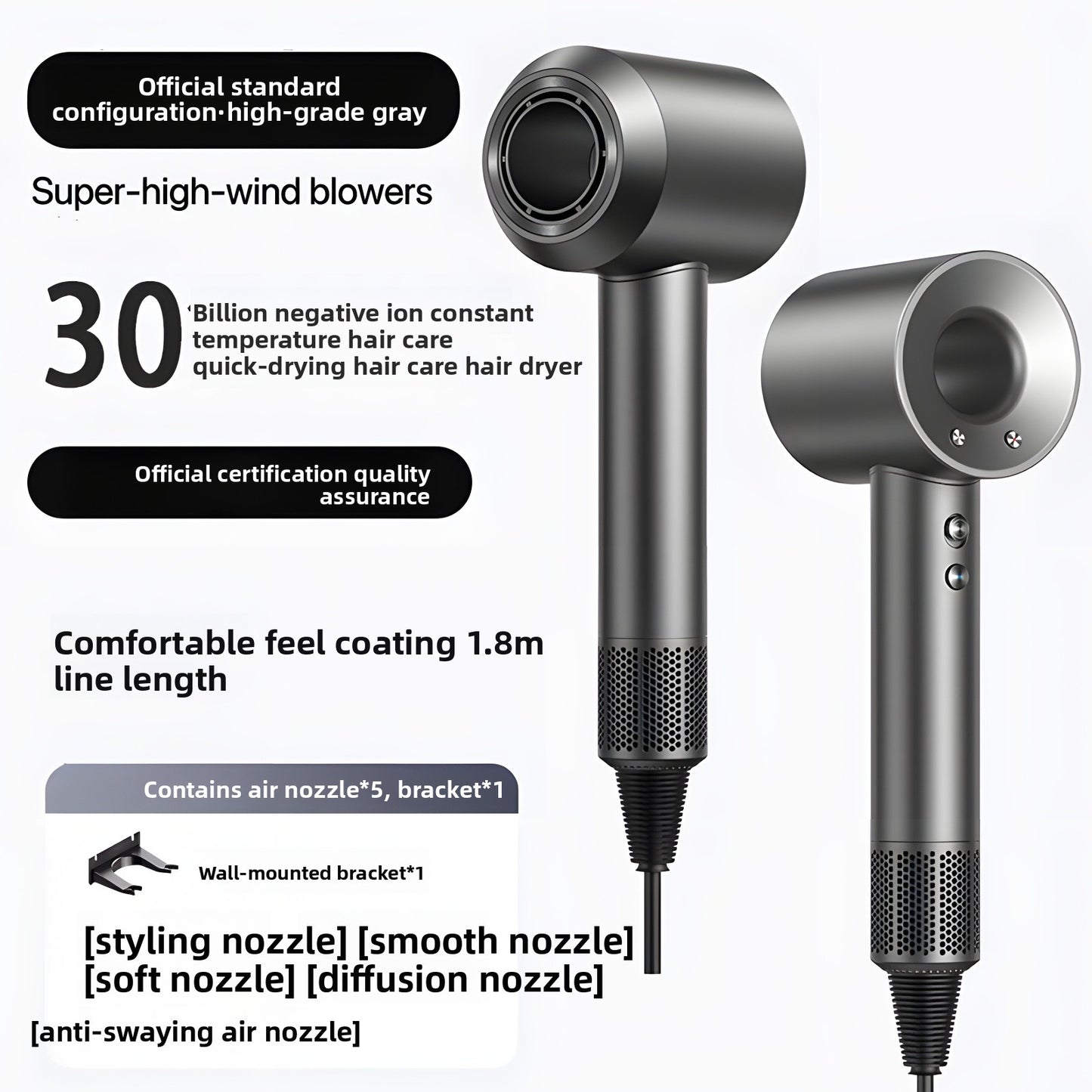 Negative ion hair dryer