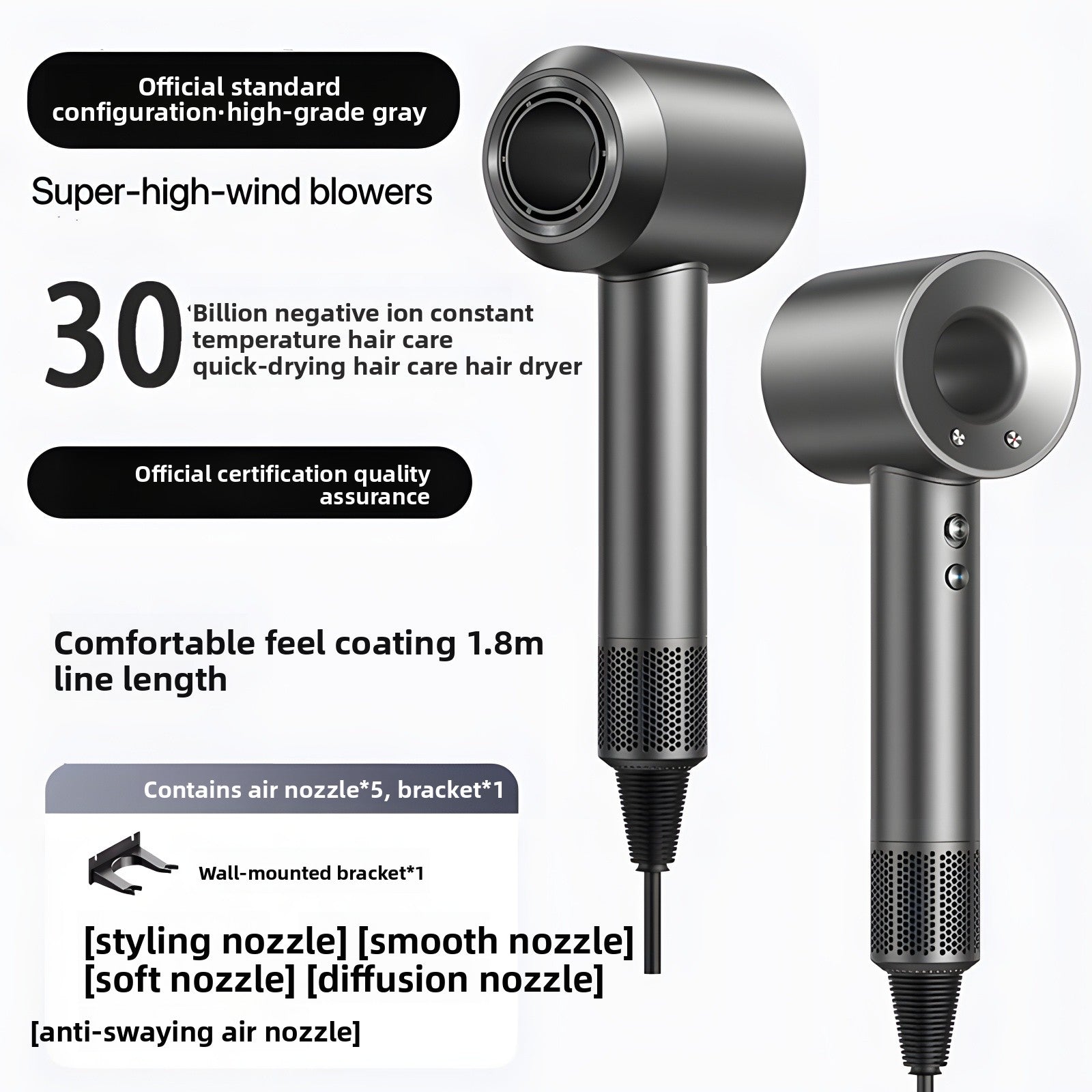 Negative ion hair dryer