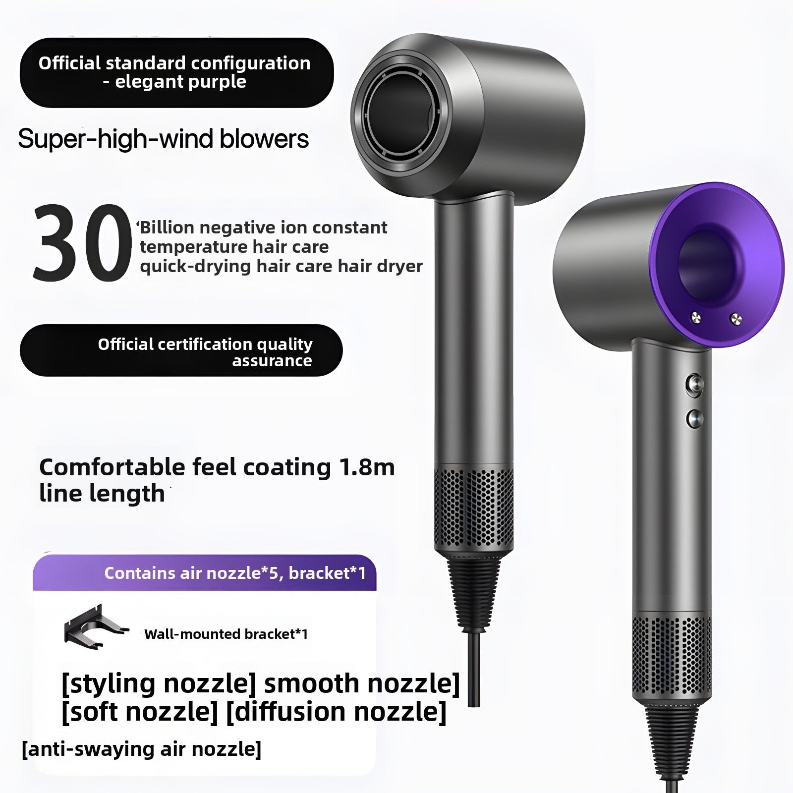 Negative ion hair dryer