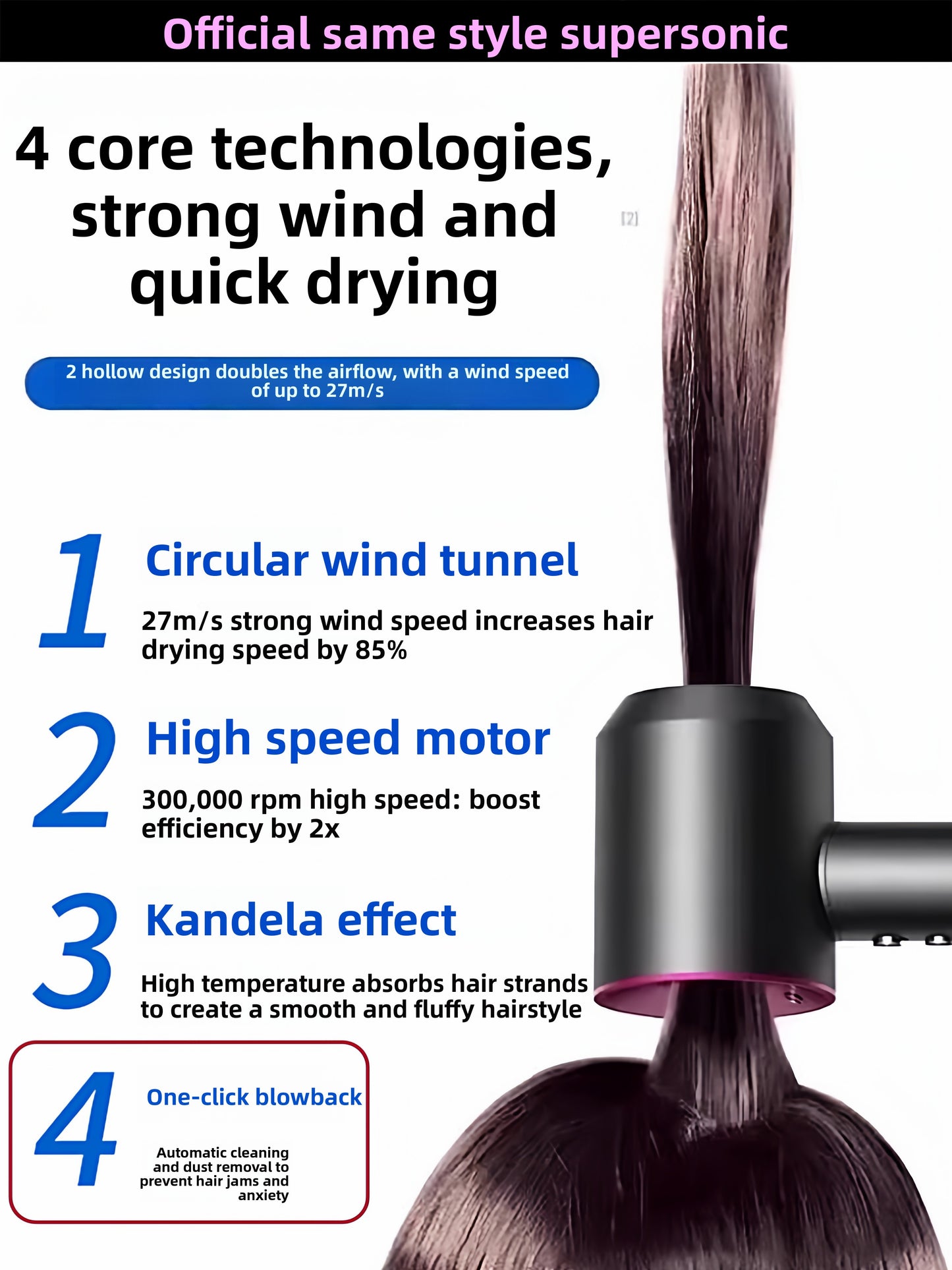 Negative ion hair dryer