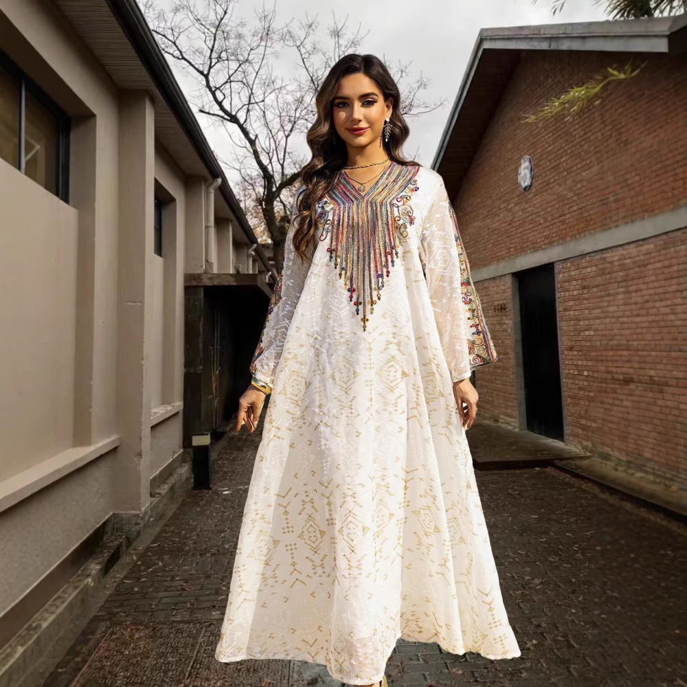 Net fabric embroidered dress